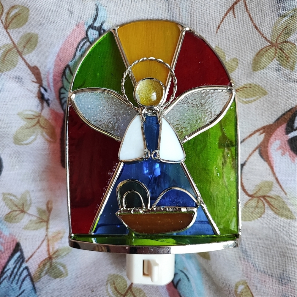 Stained Glass Christmas Angel Bathroom Kitchen Kid's Room Night Light NEW NIB